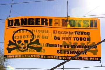 Danger signal on an electric fence Botswana