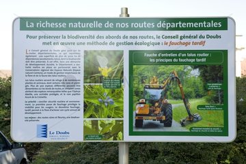 Informative panel on the road sides biodiversity France