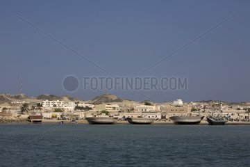 Boats stranded on the island of Masirah Arabian Sea Oman