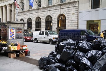 Bags bins in the district of Wall Street New York