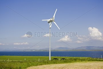 Wind turbine in Port Charlotte on Islay island Scotland UK