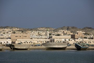 Boats stranded on the island of Masirah Arabian Sea Oman