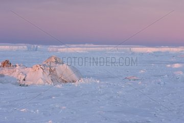 Sea ice at sunset in Antarctica
