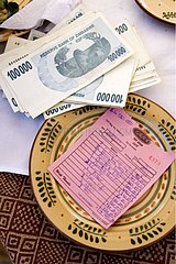 Paper moneys to pay the restaurant addition Zimbabwe