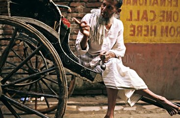 Rikschafahrer ruhen Kalkutta Indien