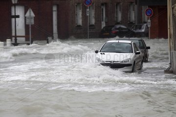Seaside town flooded with sea water under the storm Xynthia