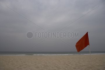 Red flag before the arrival of a hurricane Indian Ocean Oman