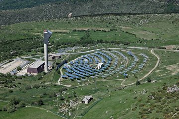 Aerial view of the solar plant Themis in Font-Romeu France