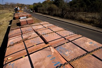Copper plates on a truck to South Africa Zambia