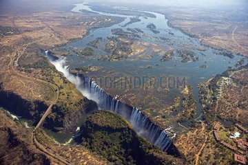 Victoria falls on the Zambezi river Zimbabwe