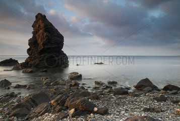 Rocks at twilight on the Costa del Sol Spain