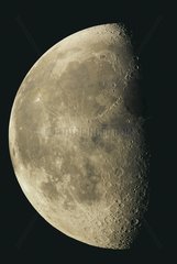 Quarter of descending Moon viewn by telescope