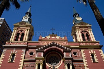 Bell towers of the colonial church in Santiago Chile