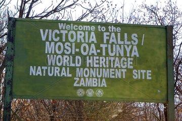 Panel for welcome to the Victoria Falls Zambia