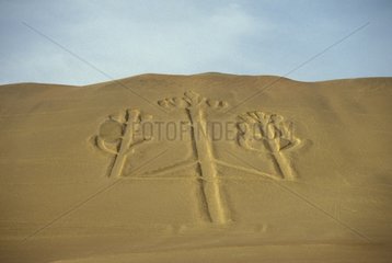 Traces of a candlestick drawn in sand Peru