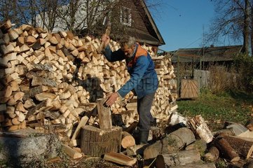 Lagerung von Holz für den Winter in Russland
