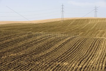 Agricultural landscape after ploughings Spain