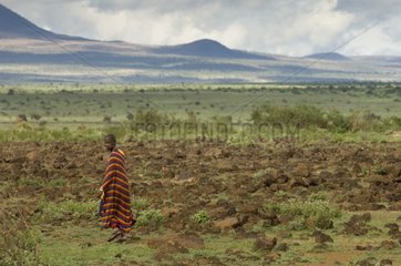 Masai people in savanna Meru National Park Kenya