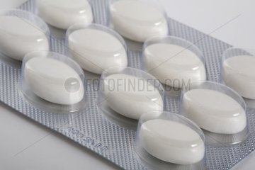 Bubble pack of medicine on white background France
