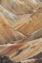 Ochre color of a volcanic landscape in Iceland