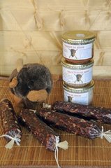 Rillette and sausage of buffalo sold at the farm