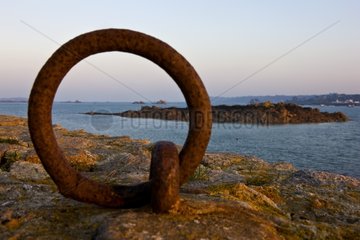 Docking ring on a wild coast Côte d'Armor France