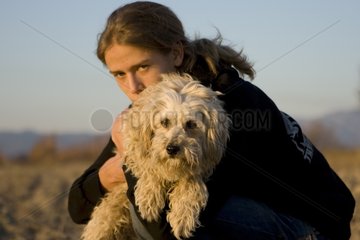 Tulear cotton in the arms of teenager Provence France