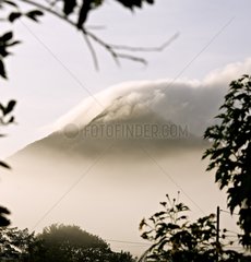 Pitons du Carbet in the clouds in Martinique Island