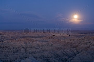 Landscape under moonlight Badlands NP South Dakota USA