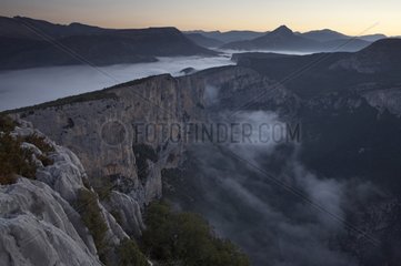 Fog on Verdon gorges France