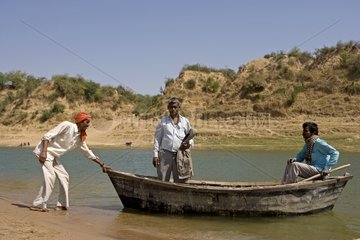 Rowing boat used as passengers shuttle on the river Chambal