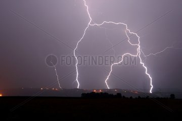 Multiple lightning strikes on the Pilat foothills France