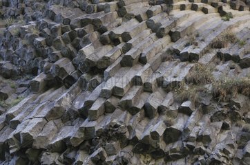 Organs of basalt in the waterfall of Ray-Pic in Ardeche