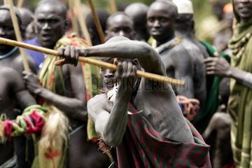 Surma warriors during the traditional ceremony of Donga