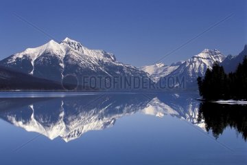 Mount Vaught reflecting on lake MacDonald Montana