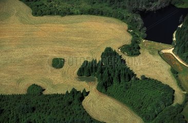 Vue aérienne d'un champ à Clergoux Corrèze
