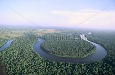 Air shot of the river Sinnamary French Guiana