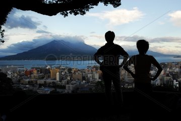 Kagoshima from Sakurajima volcano on the island of Kyushu