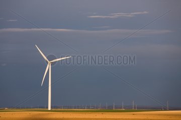 Wind mill in steppe Belchite Zaragoza Aragon Spain