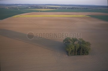 Air sight of a plowed agricultural plain Picardy France