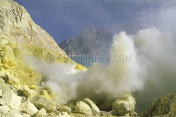 Exploitation of sulphur Volcano of Kawah Idjen Java