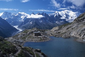 Mont Blanc and the Mer de Glace above the Lac Blanc