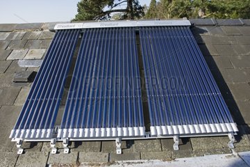 Vaillant aurotherm evacuated tube solar collectors on roof