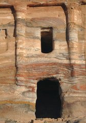 Former tomb sandstone eroded by wind Petra Jordan