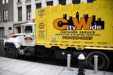 Container truck in a street of New York