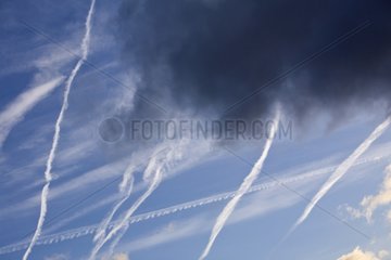 Trails of planes in the sky Provence France