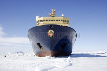 Icebreaker on sea ice Antarctic Peninsula
