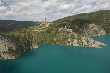 El Grado reservoir and Torreciudad sanctuary Spain