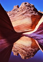 Petrified dune reflecting itself in water Arizona the USA