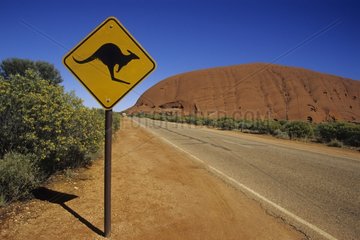 Ayers Rock- und Kängaroo -Sign Road Australia